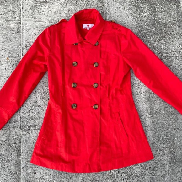 samantha brown Jackets & Blazers - Samantha Brown Women Trench Coat Aurora Red All Winter Jacket Size M